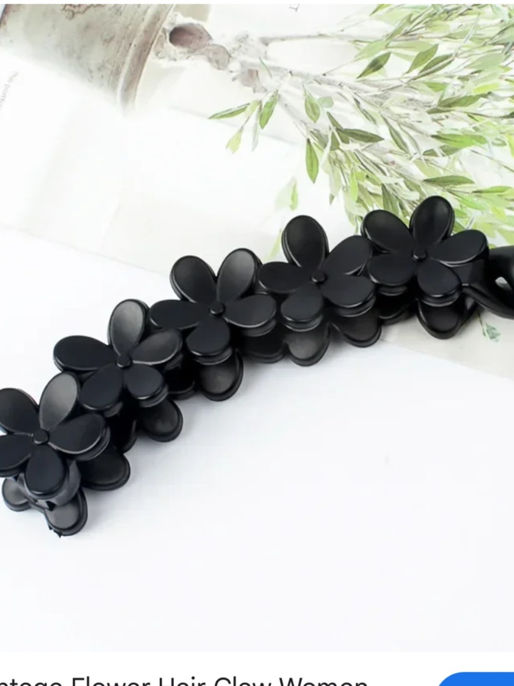 Black Floral Banana Hair Clip for Women